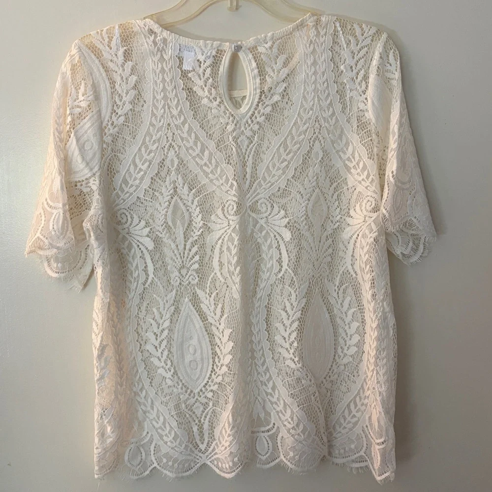 Stem Vine‎ Women’s Cream Lace Boho Feminine Top, size L - Picture 4 of 5